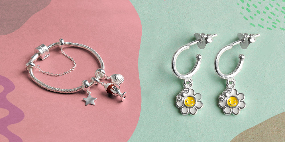 brinco e colar joias de prata infantil