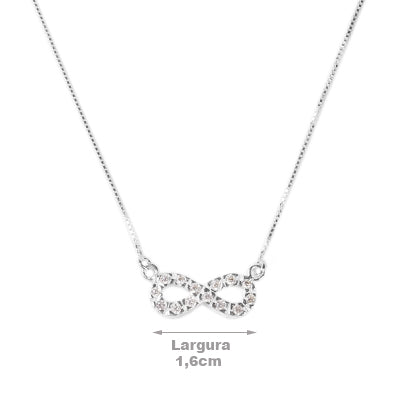 Gargantilha de Prata Símbolo do Infinito com Zircônias - 17328