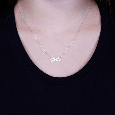 Gargantilha de Prata Símbolo do Infinito com Zircônias - 17328