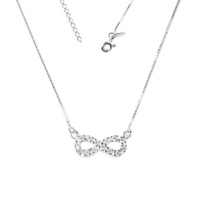 Gargantilha de Prata Símbolo do Infinito com Zircônias - 17328