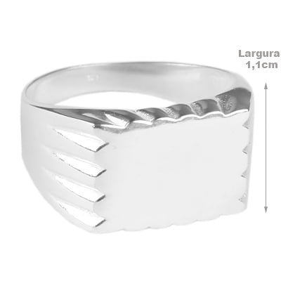 Anel de Prata Liso com Placa - 17624