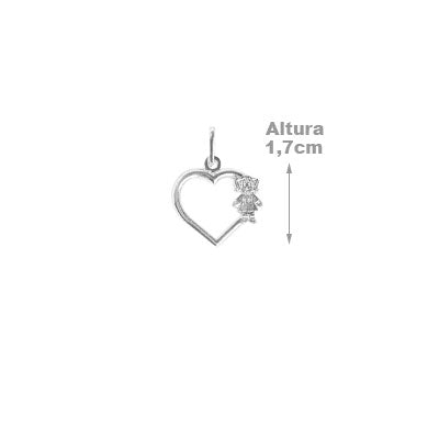 Pingente de Prata Coração com Menina - 23852