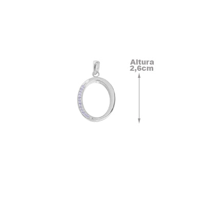 Pingente de Prata Letra com Zircônias - 26552