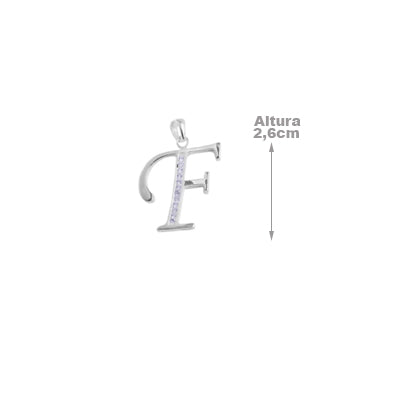 Pingente de Prata Letra com Zircônias - 26552