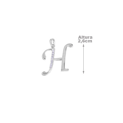 Pingente de Prata Letra com Zircônias - 26552