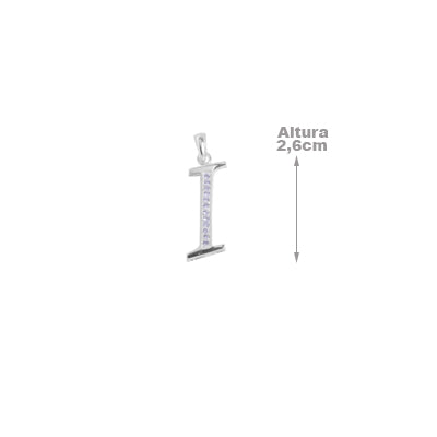 Pingente de Prata Letra com Zircônias - 26552