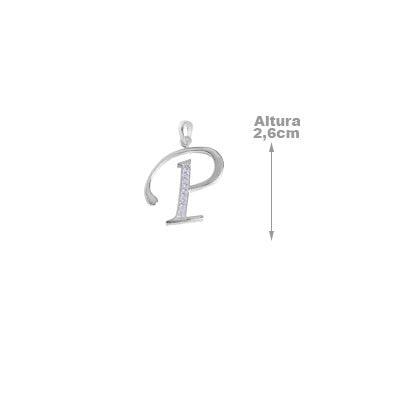 Pingente de Prata Letra com Zircônias - 26552