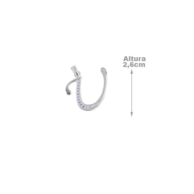 Pingente de Prata Letra com Zircônias - 26552