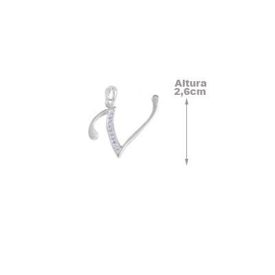 Pingente de Prata Letra com Zircônias  - 26552