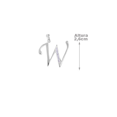 Pingente de Prata Letra com Zircônias - 26552