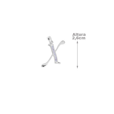 Pingente de Prata Letra com Zircônias - 26552