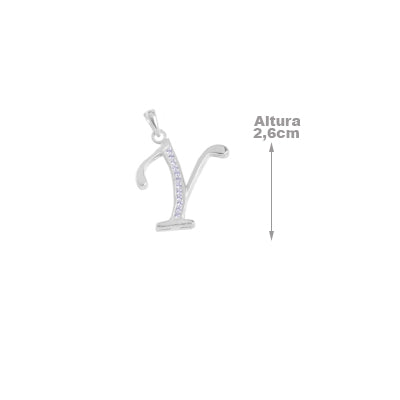 Pingente de Prata Letra com Zircônias - 26552