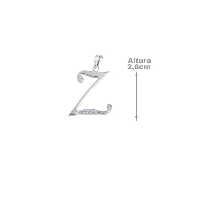 Pingente de Prata Letra com Zircônias - 26552
