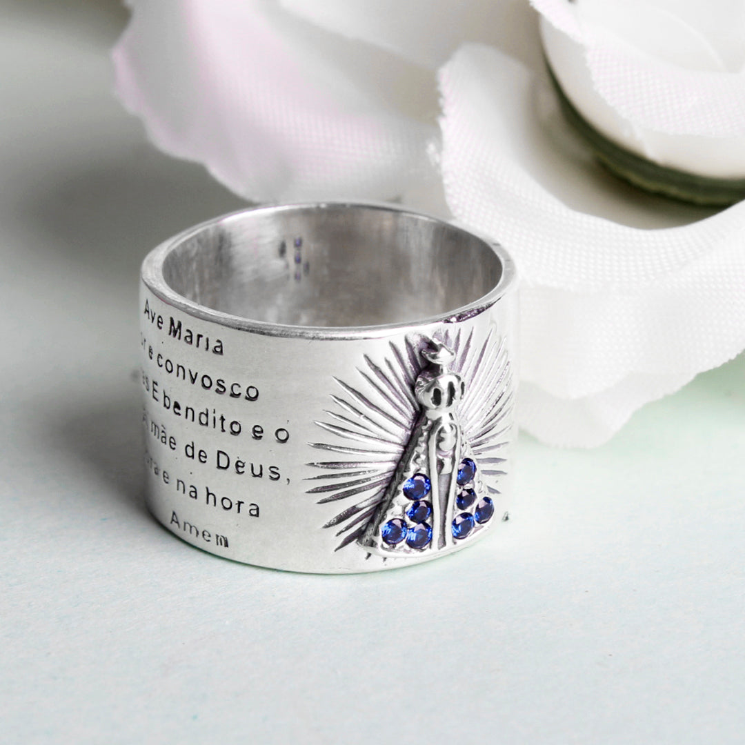 Anel de Prata Nossa Senhora Aparecida - 62284 - soprata