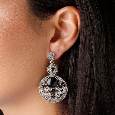 Brinco de Prata com Ônix - 39983