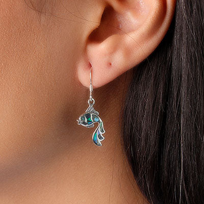 Brinco de Prata Peixe com Abalone - 52855
