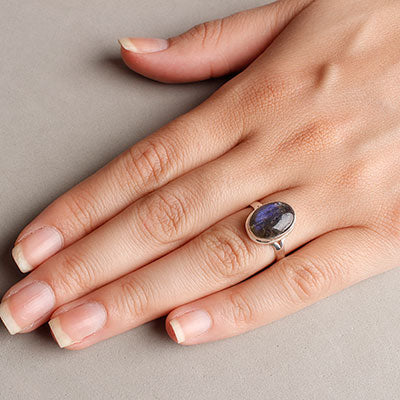 Anel de Prata com Labradorita - 55276