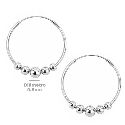 Argola de Prata com Bolas -55292