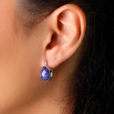 Argola de Prata com Safira - 55425