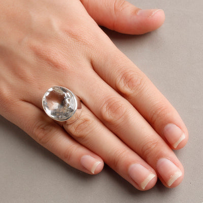 Anel de Prata com Cristal - 55460