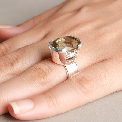 Anel de Prata com Prasiolita - 55497