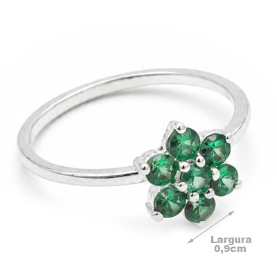 Anel de Prata Flor com Zircônias - 55628