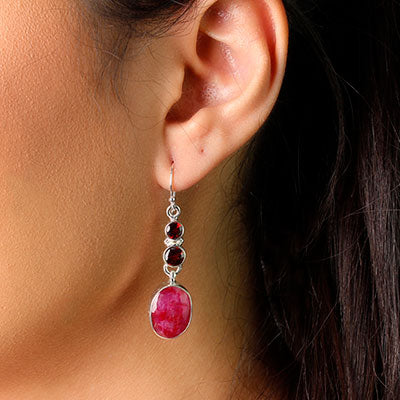 Brinco de prata com Rubi - 59583