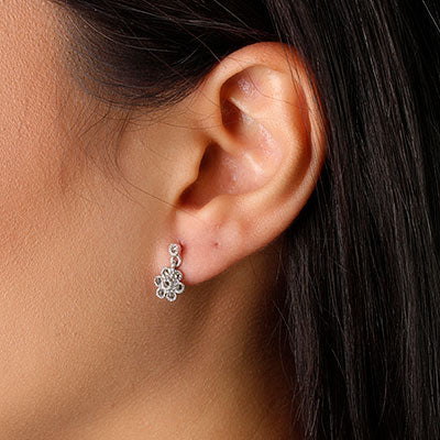 Brinco de Prata Flor com Marcassitas