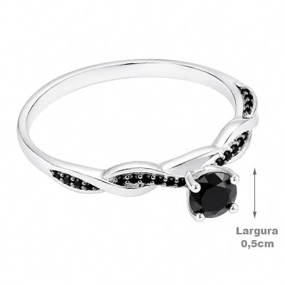 Anel de Prata com Zircônias - 57369