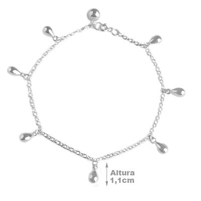 Tornozeleira de Prata com Pingentes - 57478