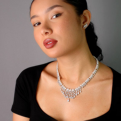 Gargantilha de Prata com Pérolas