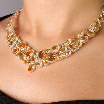 Gargantilha de Prata com Citrino