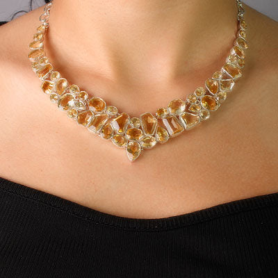 Gargantilha de Prata com Citrino