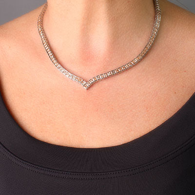 Gargantilha de Prata com Zircônias