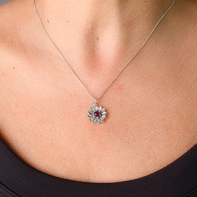 Pingente de Prata Flor com Ametista