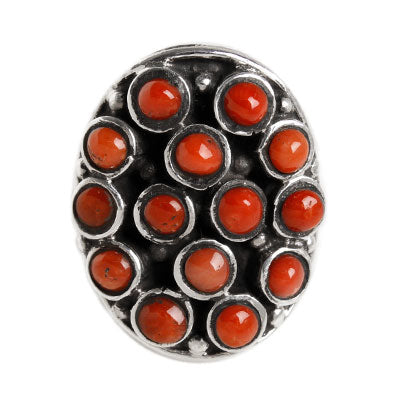 Anel de Prata com Coral