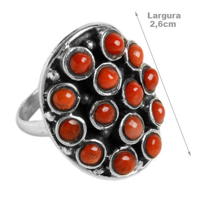 Anel de Prata com Coral