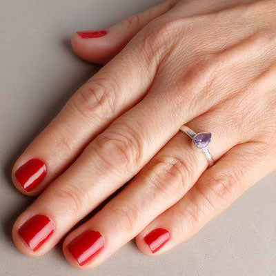 Anel de Prata com Ametista - 57607