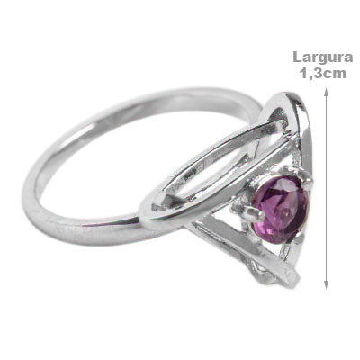 Anel de Prata com Ametista.