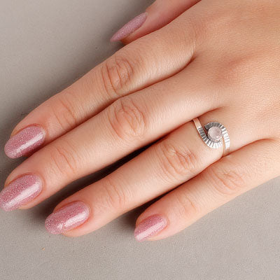 Anel de Prata com Quartzo Rosa - 57624
