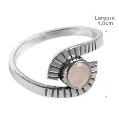 Anel de Prata com Quartzo Rosa - 57624