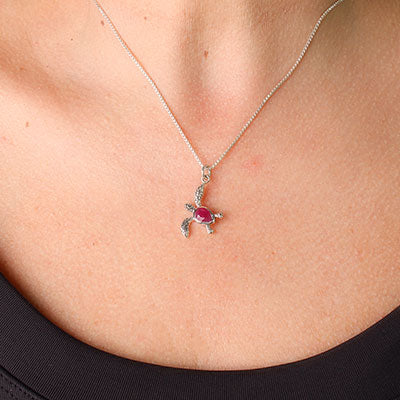 Pingente de Prata Tartaruga com Rub