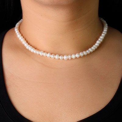 Gargantilha de Prata com Pérolas