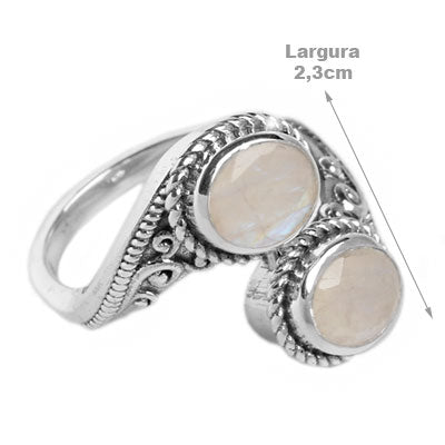 Anel de Prata Com Pedra da Lua