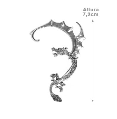 Brinco de Prata Contorno de Orelha Dragão