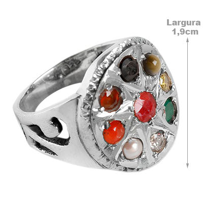 Anel de Prata com Pedras.