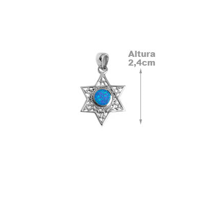 Pingente de Prata Estrela de Davi com Opala