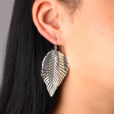 Brinco de Prata Folha