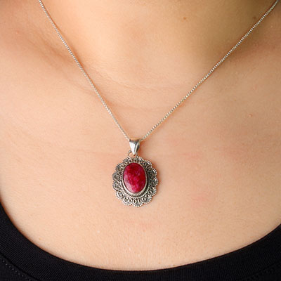 Pingente de Prata com Rubi - 57809