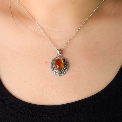 Pingente de Prata com Âmbar - 57810
